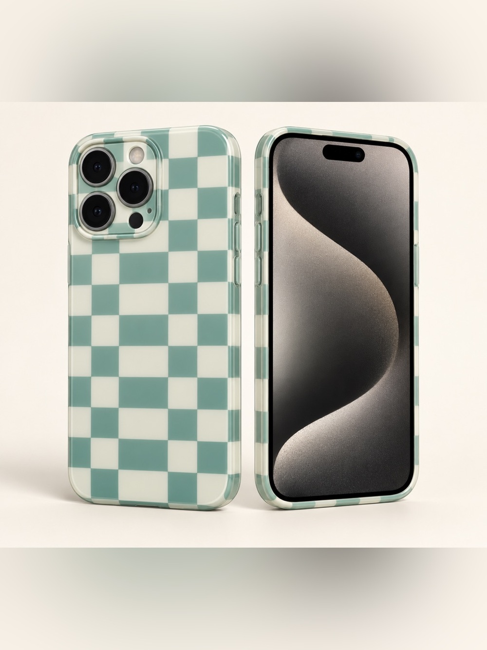 Skyseaco Green Checkerboard Case for iPhone 15 Pro Max – New
